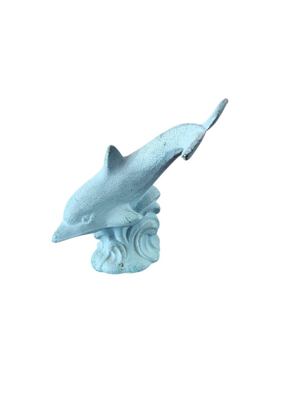Lenox Cast Metal Dolphin Figurine with Blue Textured Wash Ocean Waves, 3.5"